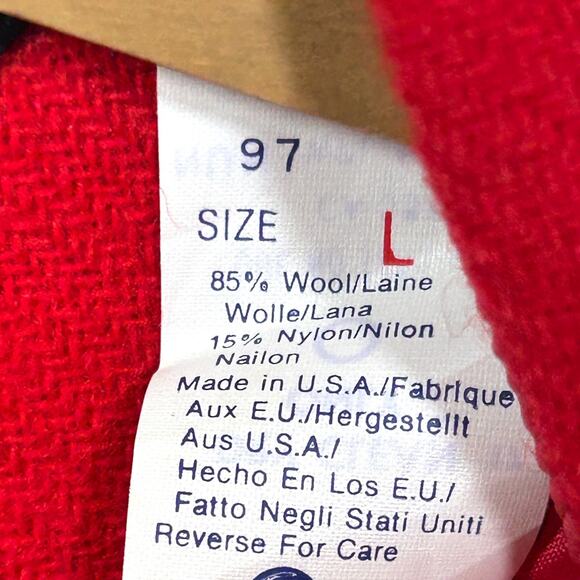 Vintage Woolrich Made in USA Heavy Wool Button Shirt Solid Red Mens L 17 x 35 - Picture 6 of 11